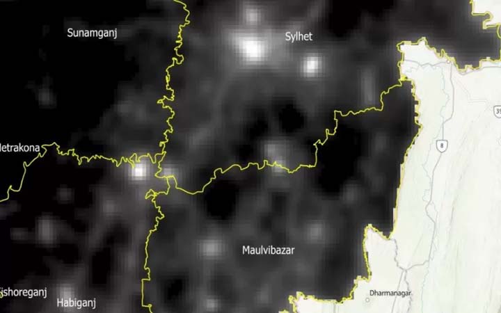 রাতের আলোর উজ্জ্বলতা দিয়ে বন্যার ঝুঁকি পরিমাপের অভিনব গবেষণা