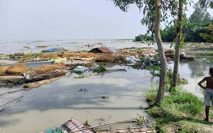 বগুড়ার সরিয়াকান্দি উপজেলার ইছামারায় আবার যমুনার ভাঙ্গন দেখা দিয়েছে