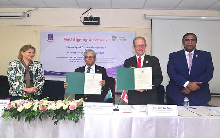 ঢাকা বিশ্ববিদ্যালয় এবং রিজাইনা বিশ্ববিদ্যালয়ের মধ্যে সমঝোতা স্মারক স্বাক্ষরিত