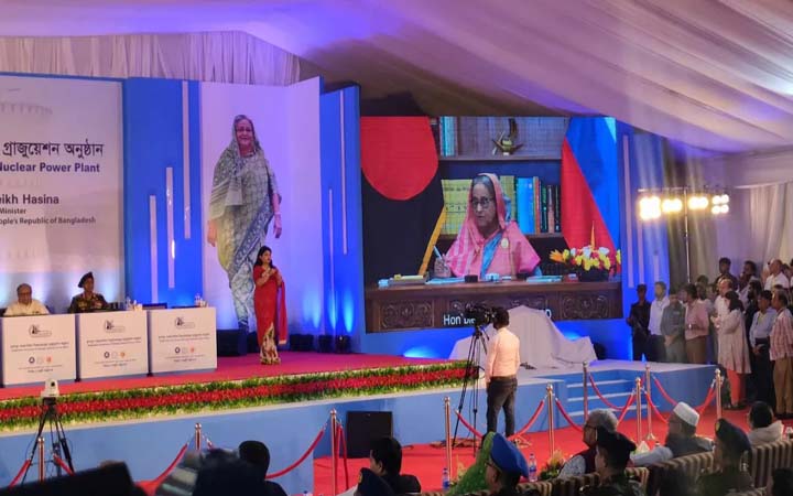 রূপপুরে ইউরেনিয়াম হস্তান্তর অনুষ্ঠানে ভার্চুয়ালি যুক্ত হলেন হাসিনা-পুতিন