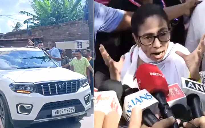 চব্বিশ পরগনায় মমতার গাড়িতে হামলা, বললেন ‘মারা যেতে পারতাম’