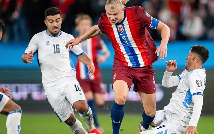 হলান্ডের হ্যাটট্রিকে ইসরায়েলকে উড়িয়ে দিল নরওয়ে