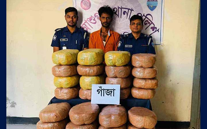 আশুগঞ্জে ১২০ কেজি গাঁজাসহ পাচারকারী গ্রেফতার, পিকআপ জব্দ