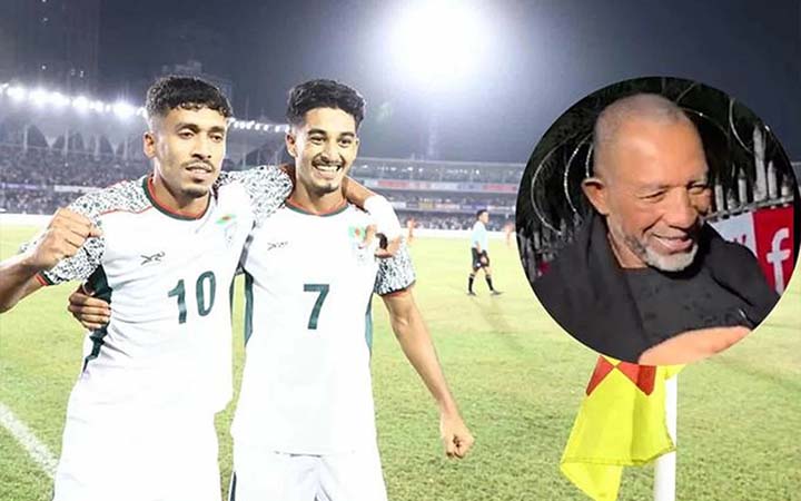 হামজাদের খেলা দেখতে গ্যালারিতে টাইগার কোচ সিমন্স