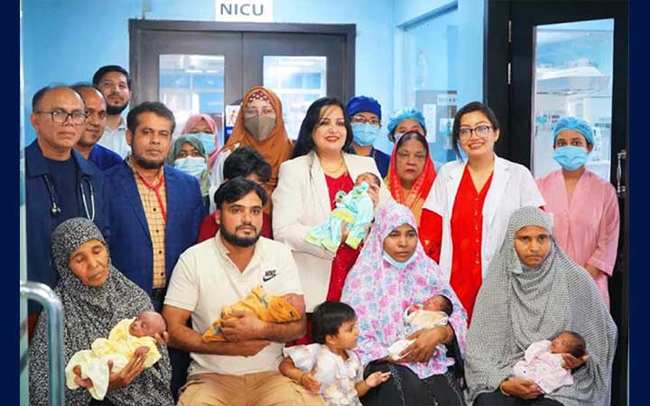 সুস্থ হয়ে বাড়ি ফিরল একসঙ্গে জন্ম নেওয়া পাঁচ নবজাতক