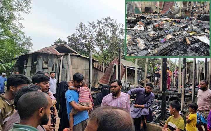ময়মনসিংহের ভালুকায় ভয়াবহ অগ্নিকাণ্ডে সাতটি ঘর পুড়ে ছাই