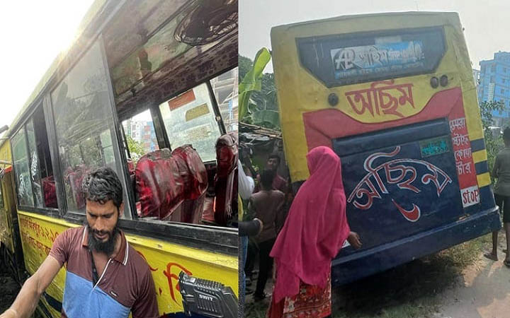 রাজধানীর বনশ্রীতে বাসে আগুন, দগ্ধ ১