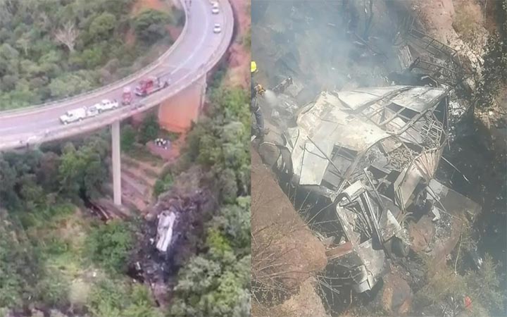 দক্ষিন আফ্রিকায় নিয়ন্ত্রণ হারিয়ে খাদে বাস, নিহত ৪৫