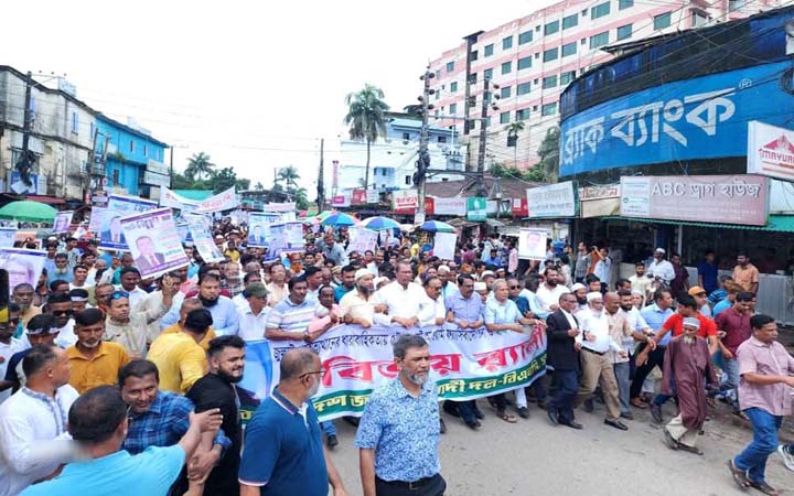 গণঅভ্যুত্থান দিবস উপলক্ষে সুনামগঞ্জে বিএনপির বিজয় র‍্যালি