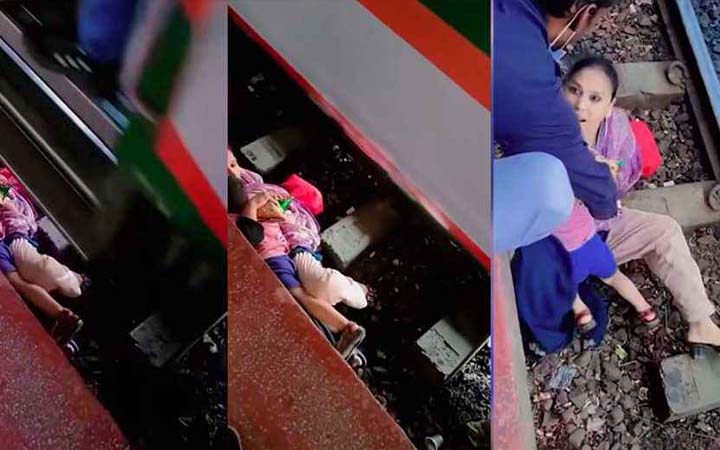 ঢাকায় চলন্ত ট্রেনের নিচে শিশুসহ মা, বাঁচলেন ভাগ্যক্রমে