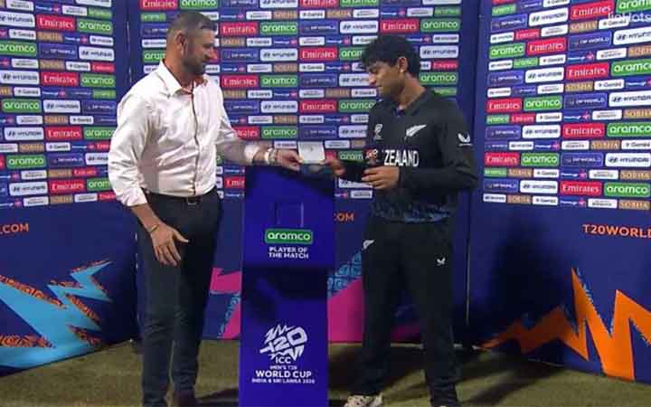 অলরাউন্ড পারফরম্যান্সে ম্যাচসেরা রাচিন রাভিন্দ্রা