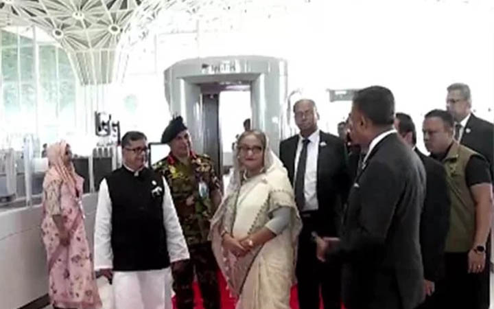 শাহজালালের থার্ড টার্মিনালের উদ্বোধনস্থলে প্রধানমন্ত্রী