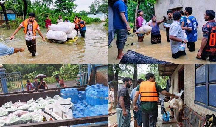 চট্টগ্রামের বাঁশখালীতে বন্যার্ত মানুষের পাশে চবি শিক্ষার্থীরা
