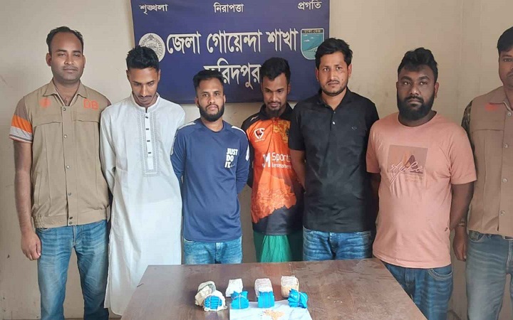 ফরিদপুরে ১০ হাজার ইয়াবাসহ মাদক চক্রের ৫ সদস্য গ্রেফতার