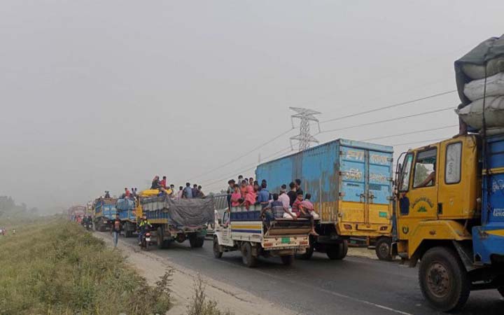 ঢাকা-টাঙ্গাইল মহাসড়কে ১০ কি‌লো‌মিটা‌র যানজট