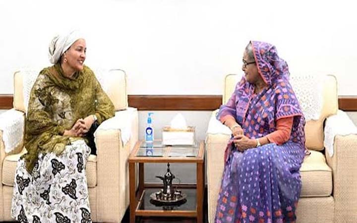 প্রধানমন্ত্রীর সাথে জাতিসঙ্ঘের ডিএসজি আমিনার সৌজন্য সাক্ষাৎ