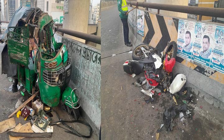 মৌচাক ফ্লাইওভারে সিএনজি–মোটরসাইকেলের সংঘর্ষ, নিহত ২