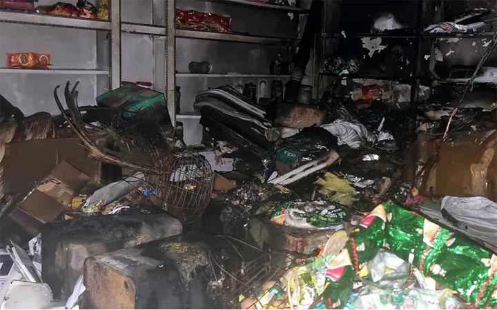 হবিগঞ্জে মুদি দোকানে আগুন