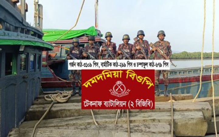 মিয়ানমার থেকে অবৈধভাবে আসা কাঠ বোঝাই ৮ ট্রলার জব্দ