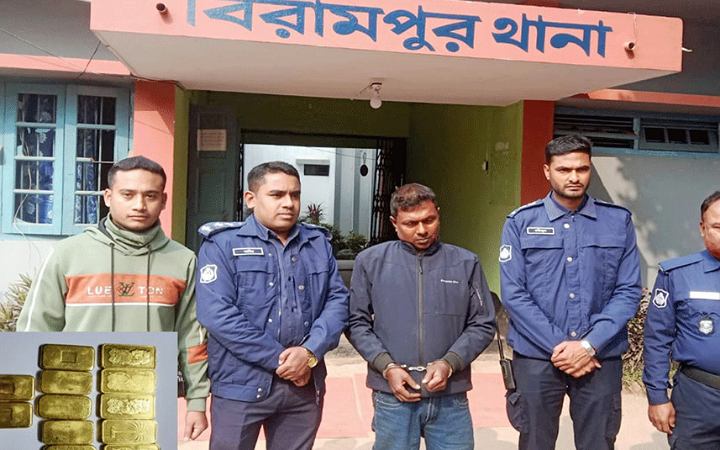 দিনাজপুরে ১২টি স্বর্ণের বারসহ আটক ১