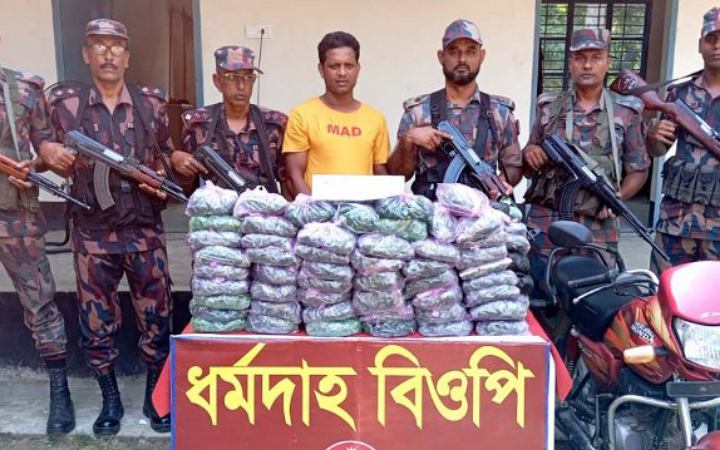 কুষ্টিয়া সীমান্ত থেকে বিপুল পরিমাণ ভারতীয় পণ্যসহ আটক ১