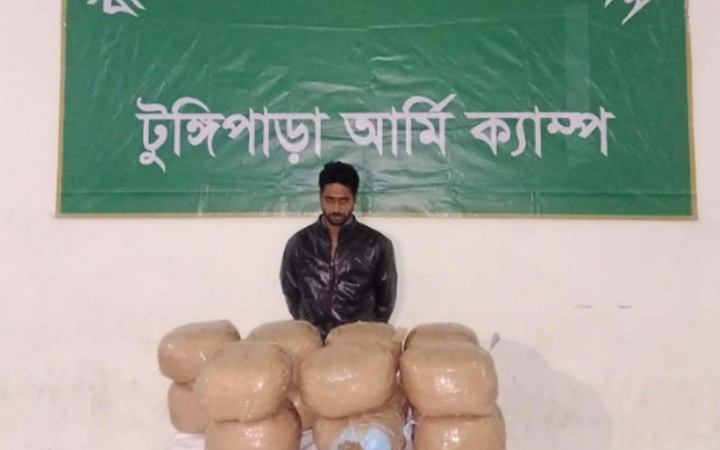 টুঙ্গিপাড়ায় ৩৬ কেজি গাঁজাসহ আটক ১