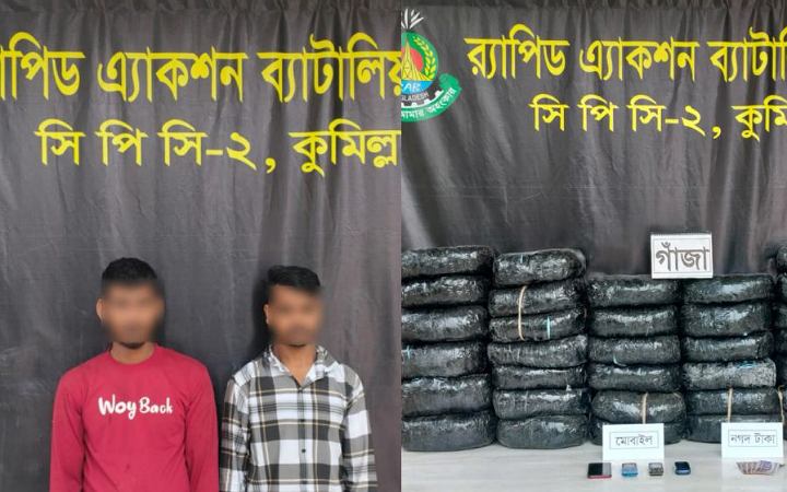 কুমিল্লায় ৮০ কেজি গাঁজাসহ আটক ২