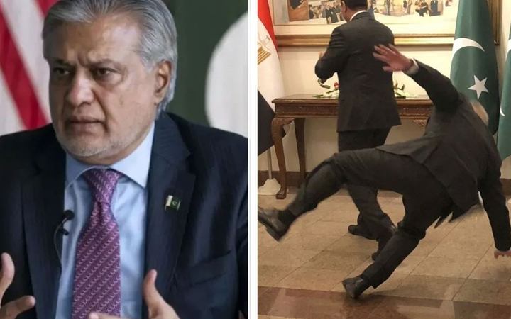 পা পিছলে পড়ে গেলেন পাকিস্তানের পররাষ্ট্রমন্ত্রী