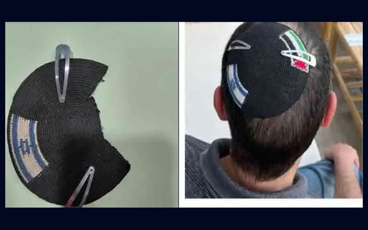 শিক্ষকের টুপি থেকে ফিলিস্তিনের পতাকা কেটে ফেললো ইসরায়েলি পুলিশ