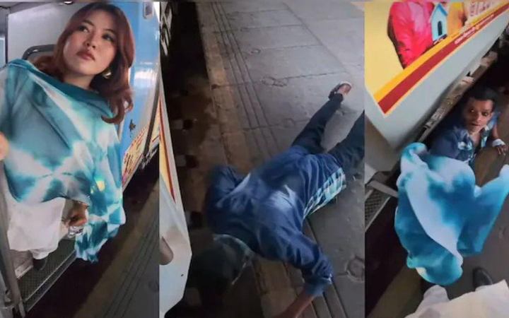 ইন্দোনেশীয় নারীর ওড়না উদ্ধারে রেললাইনে ঝাঁপ, ভিডিও ভাইরাল