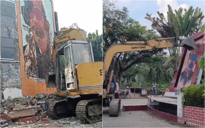 ইবিতে ভেঙে ফেলা হলো মুজিব, হাসিনা ও রাসেলের ৫ ম্যুরাল