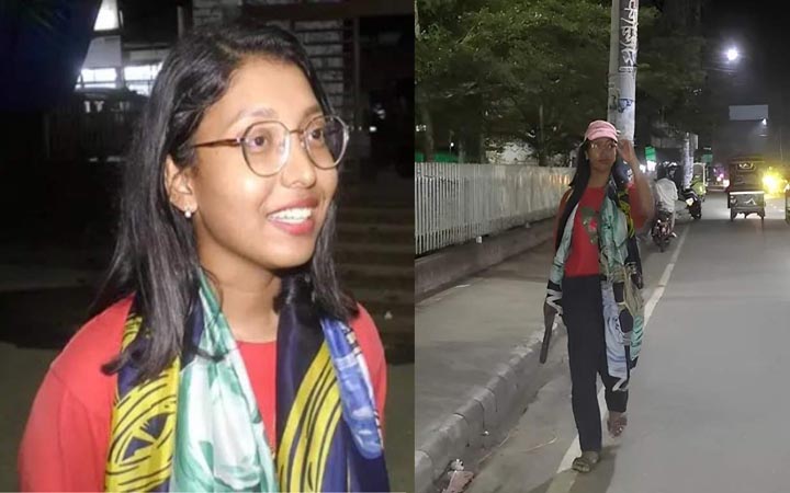 হেঁটে ৩১ জেলা ঘুরে সাদিয়া এখন ভোলায়