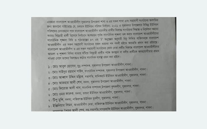 দলের সিদ্ধান্ত অমান্য করায় ১২ বিদ্রোহী প্রার্থীকে আ.লীগ থেকে অব্যাহতি