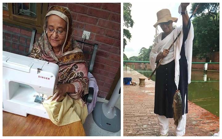 সেলাই করছেন-মাছ ধরছেন প্রধানমন্ত্রী