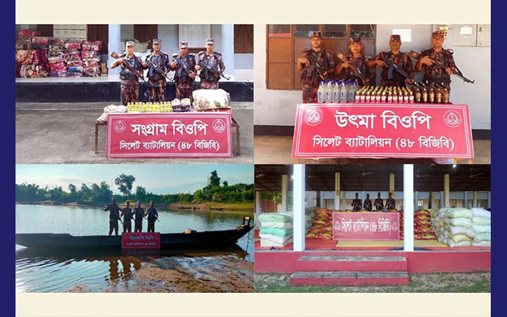 সিলেট সীমান্তে দেড় কোটি টাকার পণ্য ধরলো বিজিবি