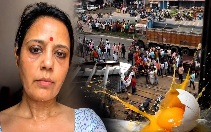 এবার মহুয়া মৈত্রকে লক্ষ্য করে ছোড়া হল ডিম-বেগুন, ‘চোর’ বলে স্লোগান!