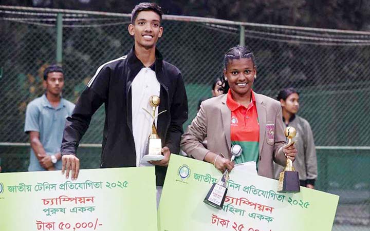 জাতীয় টেনিসে নতুন চ্যাম্পিয়ন জারিফ-সুমাইয়া