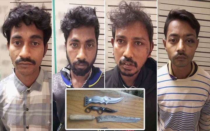 দেশীয় অস্ত্রসহ চার ডাকাত গ্রেফতার