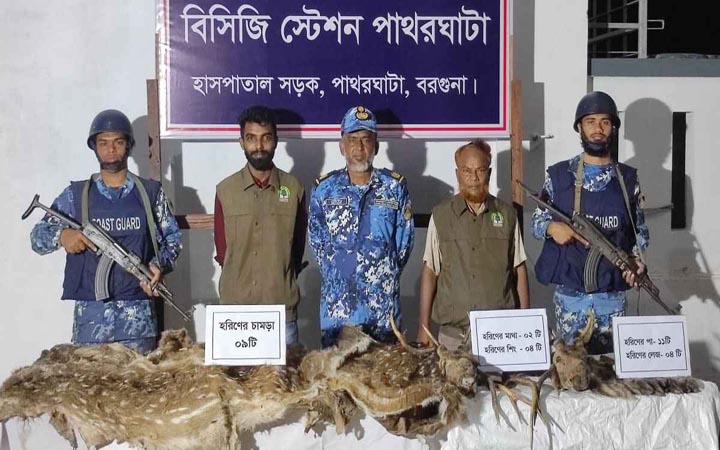 বরগুনায় হরিণের মাথা-চামড়া উদ্ধার