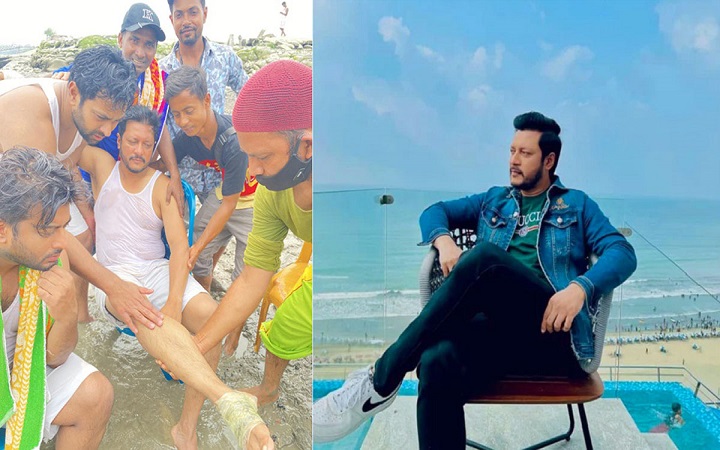 জাহাজ থেকে লাফ দিয়ে গুরুতর আহত নায়ক ইমন