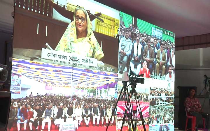 কুষ্টিয়ায় ভার্চুয়াল জনসভায় যুক্ত হলেন প্রধান মন্ত্রী শেখ হাসিনা