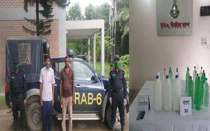 র‍্যাবের মাদকবিরোধী অভিযানে ইবি কর্মচারী আটক, ৬৩ লিটার বাংলা মদ জব্দ