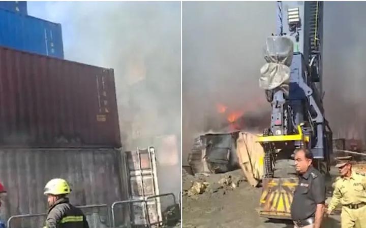 করাচি বন্দরে ভয়াবহ আগুন, ২০ কনটেইনার পুড়ে ছাই