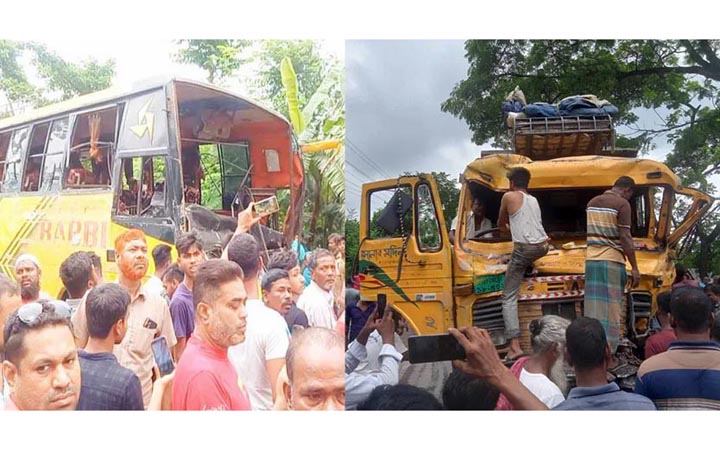 ঈশ্বরদীতে বাস-ট্রাক সংঘর্ষে সুপারভাইজার নিহত, আহত ১২