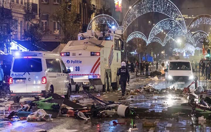 মরক্কোর কাছে হারার পর বেলজিয়ামে দাঙ্গা