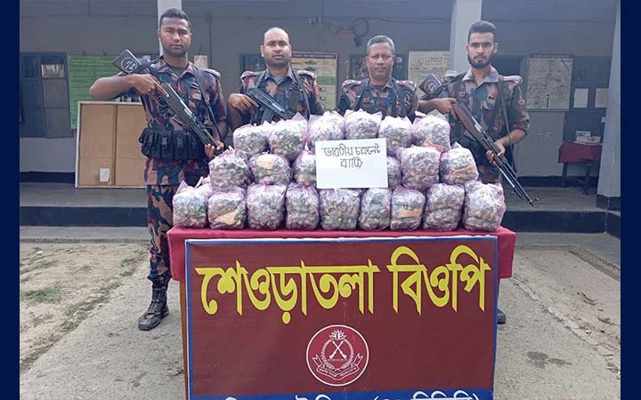 কুষ্টিয়া সীমান্তে বিপুল পরিমাণ বিদেশি চকলেট বাজি উদ্ধার