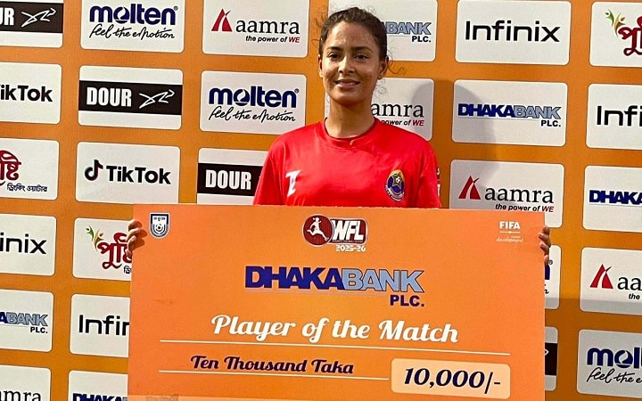 পুলিশকে জিতিয়ে ম্যাচসেরা সানজিদা
