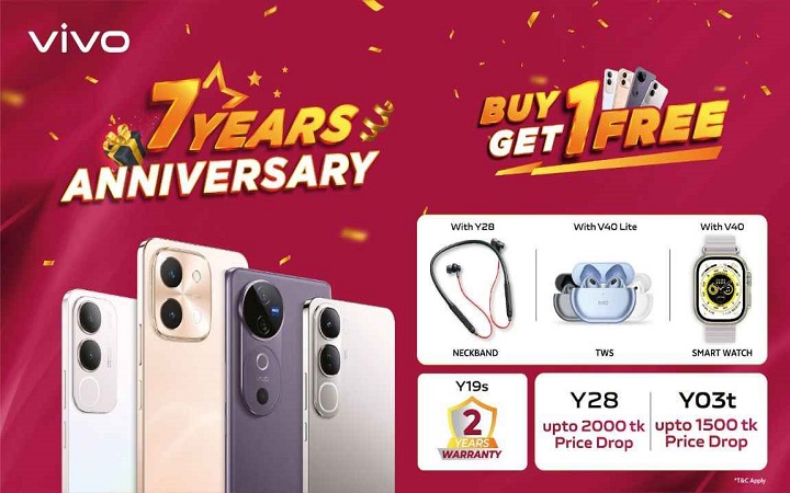 বর্ষপূর্তিতে ফোন কিনলে ছাড় ও উপহার দেবে ভিভো